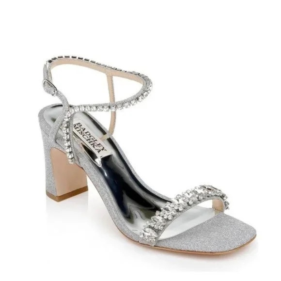 Badgley Mischka Marlee Block Heel with Rhinestones NEW - Picture 1 of 5